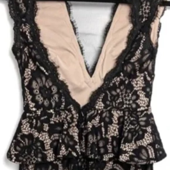 Brand New Betsy and Adam long, black peplum lace gown - Picture 11 of 15